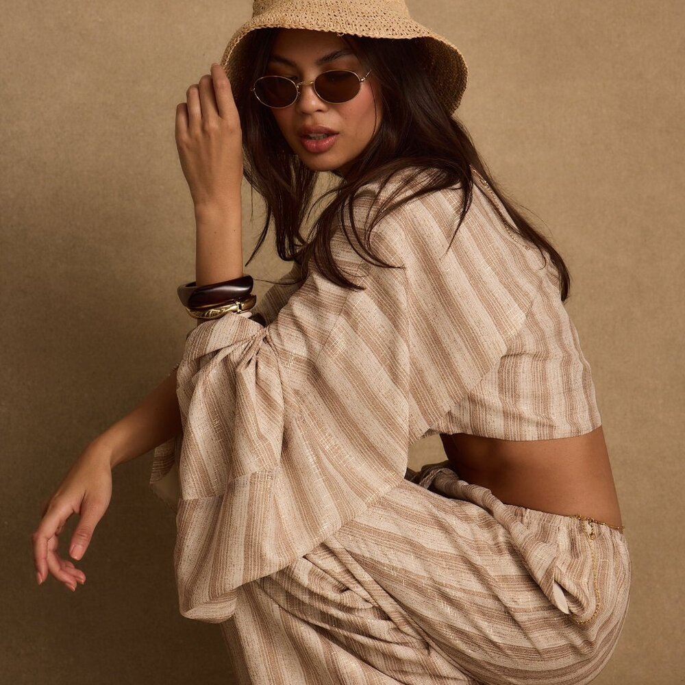 12th Tribe Clear Breeze Striped Chiffon Top Size MM